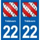 22 Plancoët blason ville autocollant plaque sticker