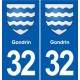 32 Masseube blason ville autocollant plaque stickers