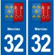 32 Masseube blason ville autocollant plaque stickers