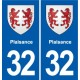 32 Masseube blason ville autocollant plaque stickers