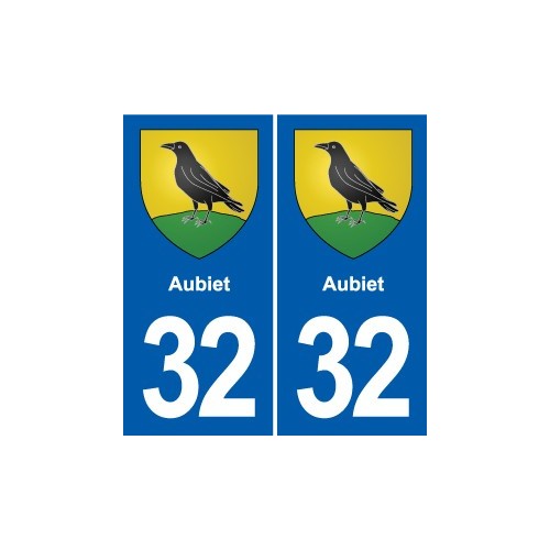 32 Aubiet blason ville autocollant plaque stickers