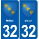 32 Masseube blason ville autocollant plaque stickers