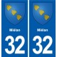 32 Masseube blason ville autocollant plaque stickers