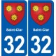 32 Masseube blason ville autocollant plaque stickers