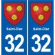 32 Masseube blason ville autocollant plaque stickers