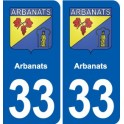 33 Blanquefort blason ville autocollant plaque stickers
