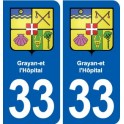 33 Grayan-et-l'Hôpital blason ville autocollant plaque stickers