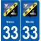 33 Blanquefort blason ville autocollant plaque stickers