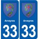 33 Blanquefort blason ville autocollant plaque stickers