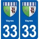 33 Blanquefort blason ville autocollant plaque stickers