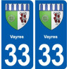 33 Blanquefort blason ville autocollant plaque stickers