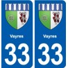 33 Blanquefort blason ville autocollant plaque stickers