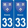 33 Blanquefort blason ville autocollant plaque stickers