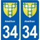 34 Florensac blason ville autocollant plaque stickers