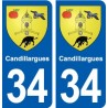 34 Florensac blason ville autocollant plaque stickers