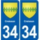 34 Florensac blason ville autocollant plaque stickers