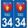 34 Florensac blason ville autocollant plaque stickers