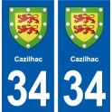 34 Cazilhac blason ville autocollant plaque stickers