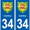 34 Cazilhac coat of arms, city sticker, plate sticker