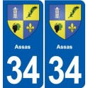34 Florensac blason ville autocollant plaque stickers