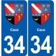 34 Florensac blason ville autocollant plaque stickers