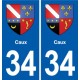 34 Florensac blason ville autocollant plaque stickers