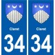 34 Florensac blason ville autocollant plaque stickers
