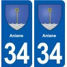 34 Florensac blason ville autocollant plaque stickers