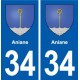 34 Florensac blason ville autocollant plaque stickers