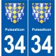 34 Florensac blason ville autocollant plaque stickers