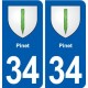 34 Florensac blason ville autocollant plaque stickers