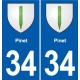 34 Florensac blason ville autocollant plaque stickers