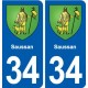 34 Florensac blason ville autocollant plaque stickers