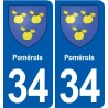 34 Florensac blason ville autocollant plaque stickers