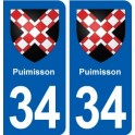 34 Florensac blason ville autocollant plaque stickers