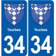 34 Florensac blason ville autocollant plaque stickers