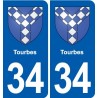 34 Florensac blason ville autocollant plaque stickers