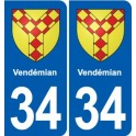 34 Florensac blason ville autocollant plaque stickers