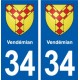 34 Florensac blason ville autocollant plaque stickers