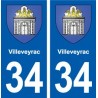 34 Villeveyrac blason ville autocollant plaque stickers