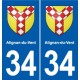 34 Florensac blason ville autocollant plaque stickers