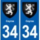 34 Ceyras blason ville autocollant plaque stickers