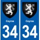 34 Ceyras escudo de armas de la ciudad de etiqueta, placa de la etiqueta engomada