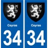 34 Ceyras blason ville autocollant plaque stickers