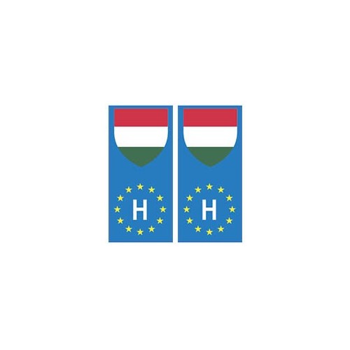 2x autocollant sticker plaque d'immatriculation voiture auto drapeau H HONGRIE 