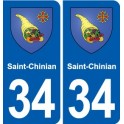34 Florensac blason ville autocollant plaque stickers