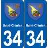34 Florensac blason ville autocollant plaque stickers