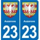 23 Gouzon blason ville autocollant plaque sticker