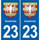 23 Auzances coat of arms, city sticker, plate sticker