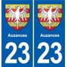 23 Auzances coat of arms, city sticker, plate sticker